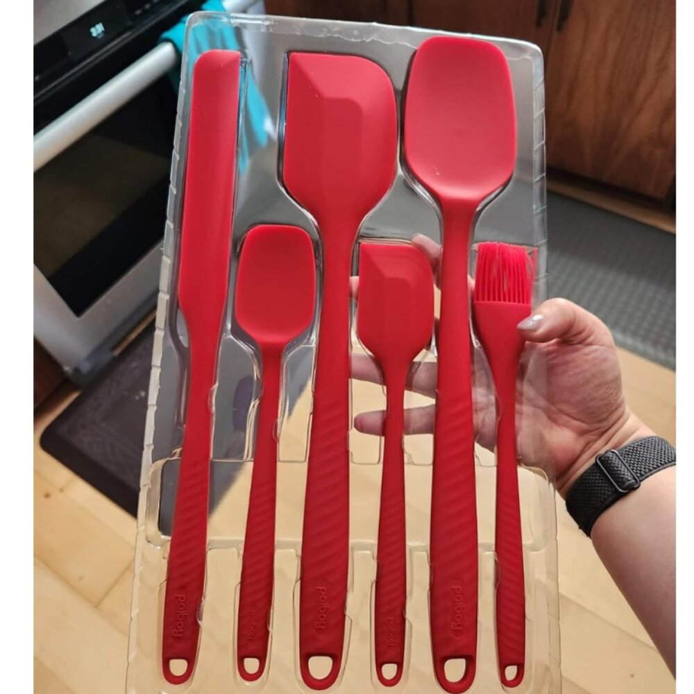 6 Heat Resistant Red Food Scraper Nonstick Cookware Kitchen for Baking